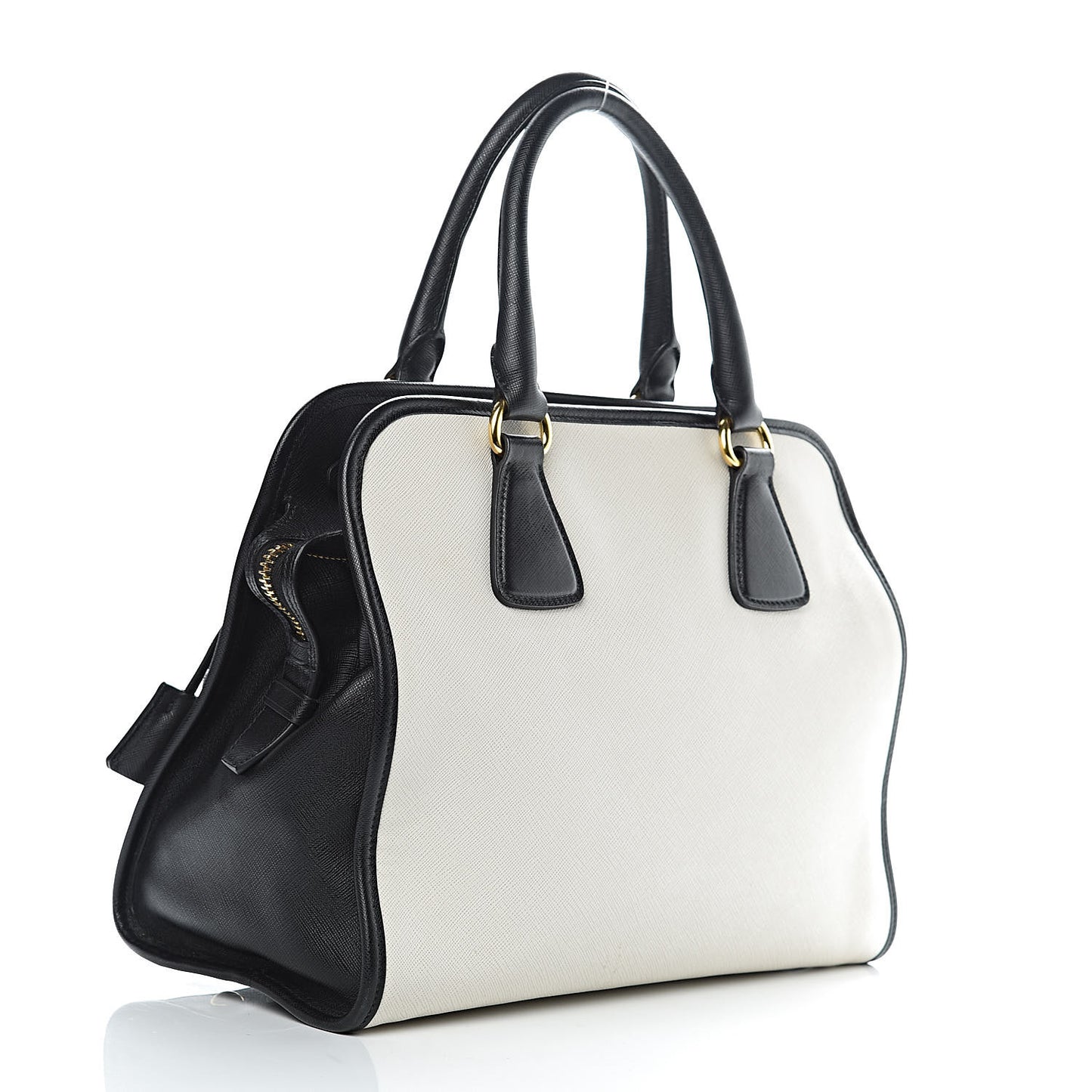 Saffiano Bi-Color Tote Talco Black