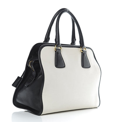 Prada Saffiano Bi-Color Tote Talco Black 3 of 9