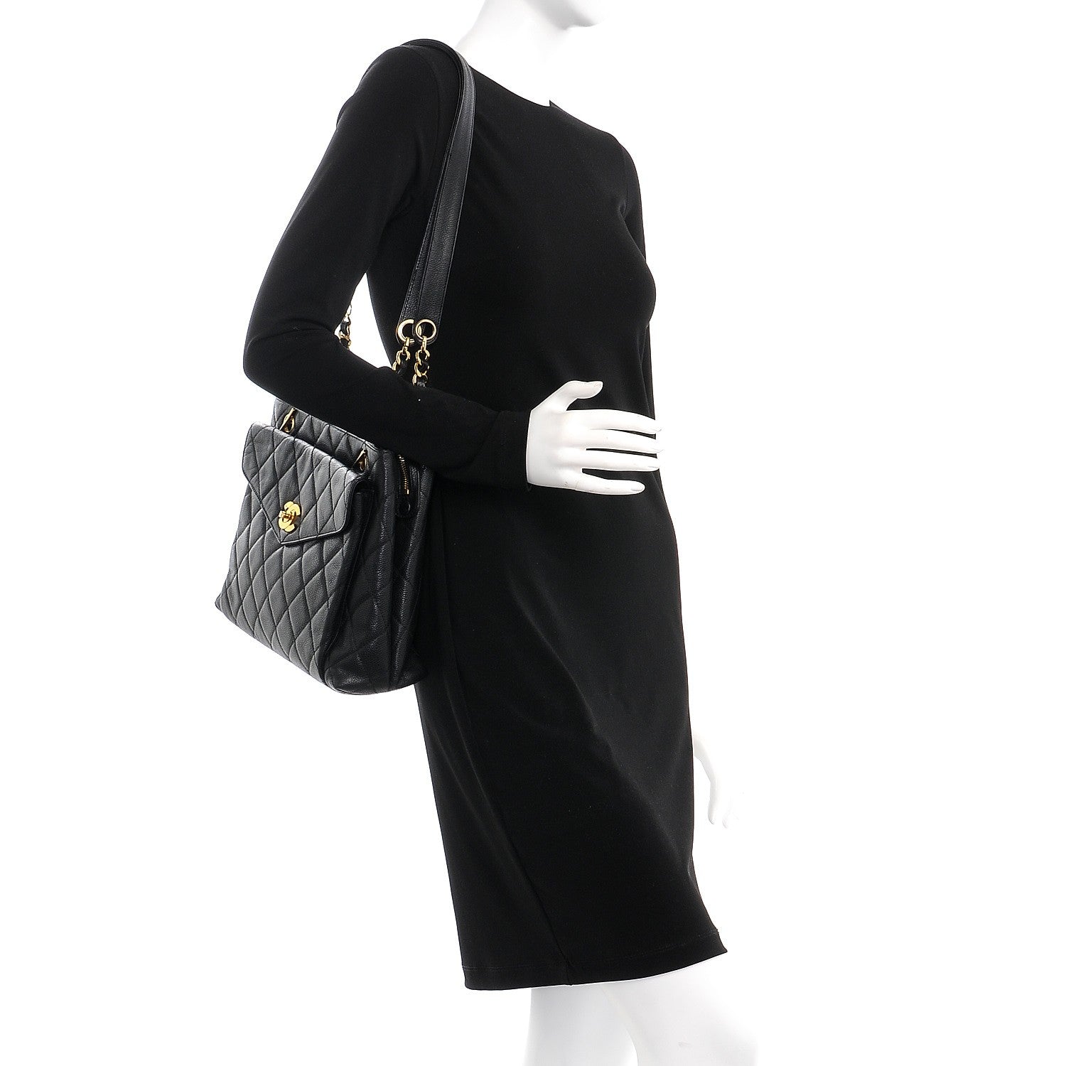 Chanel Caviar Quilted Flap Shoulder Bag Black 2 of 7