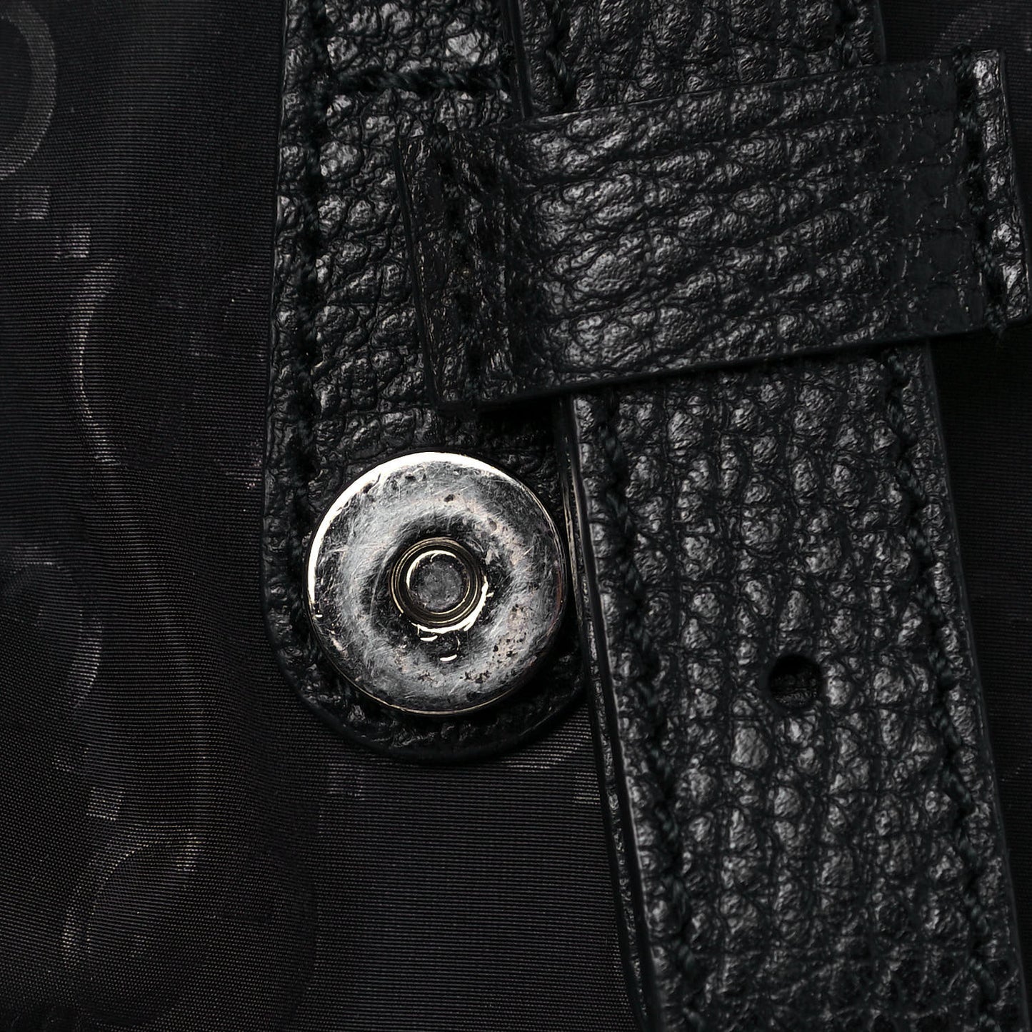 Nylon Monogram Double Buckle Flap Messenger Bag Black