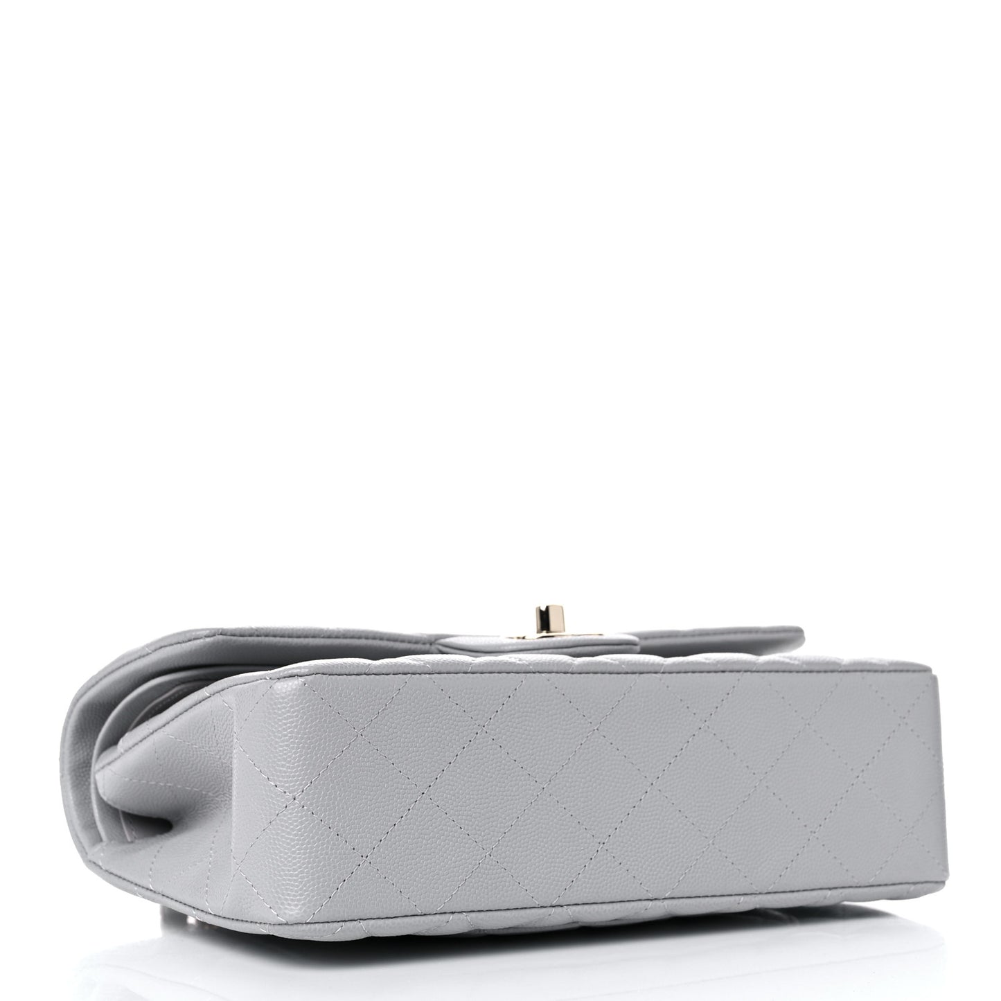 Caviar Quilted Small Double Flap Grey