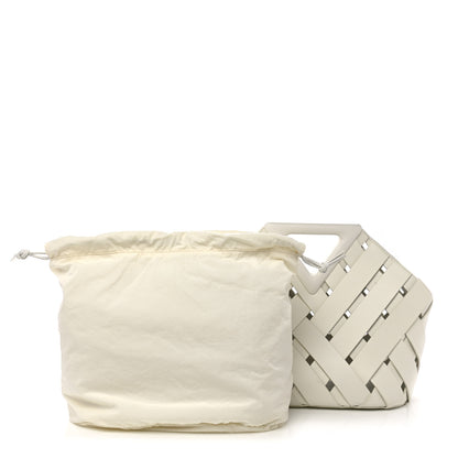 Bottega Veneta Calfskin The Point Weave Triangle Bag Chalk 3 of 12