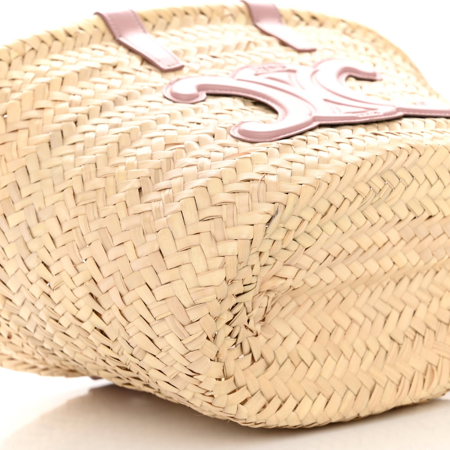 Raffia Calfskin Triomphe Teen Panier Vintage Pink
