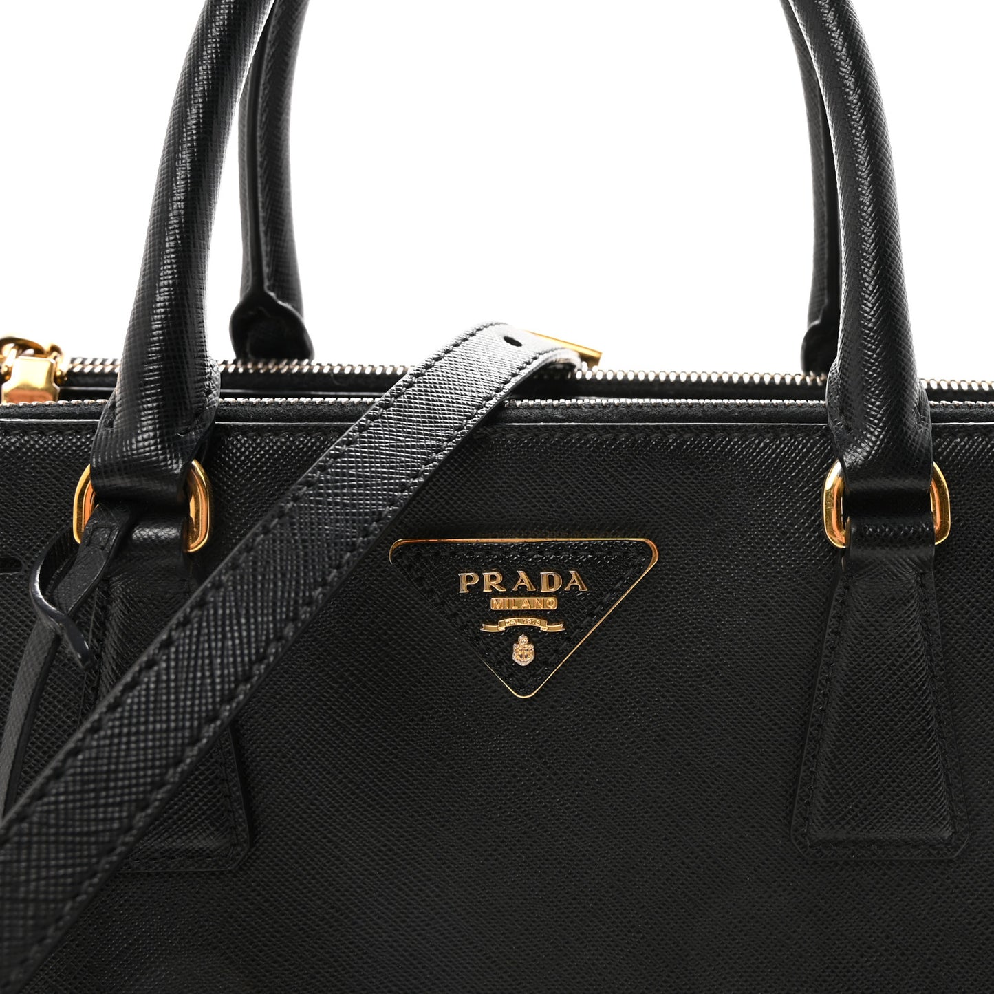 Saffiano Small Galleria Double Zip Tote Black