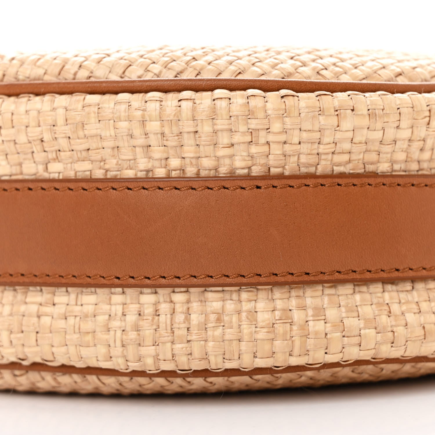 Saint Laurent Raffia Calfskin Round Camera Bag Golden Ecru Brick 10 of 11