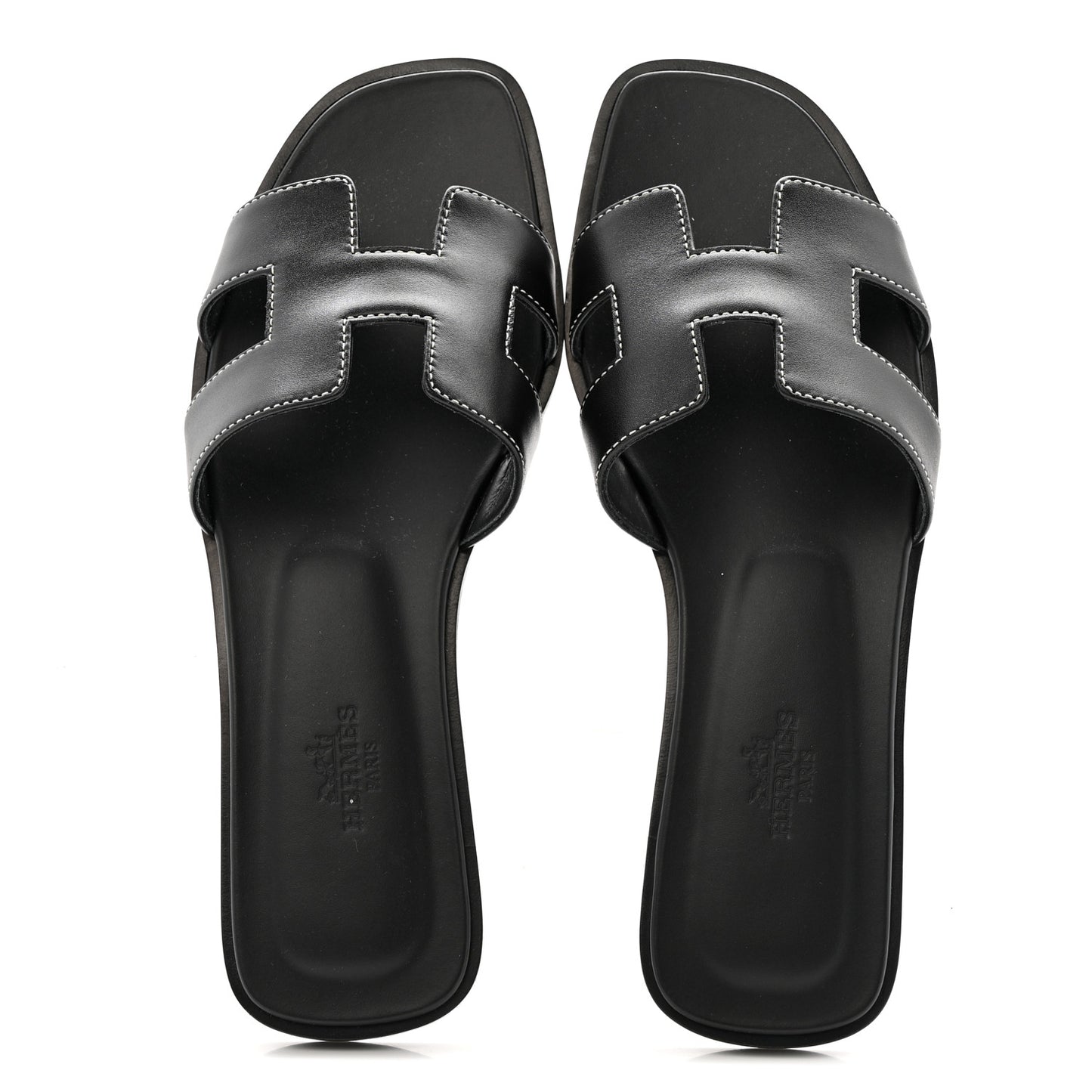 Box Calfskin Oran Sandals 37 Black