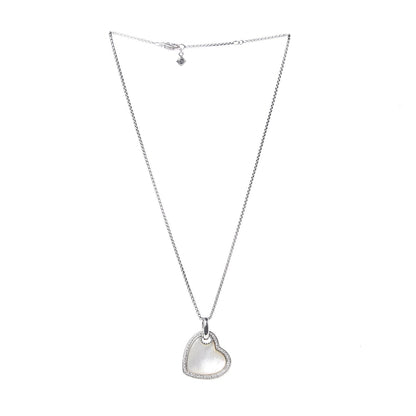 David Yurman Sterling Silver Diamond Mother of Pearl Heart Pendant Necklace 3 of 7