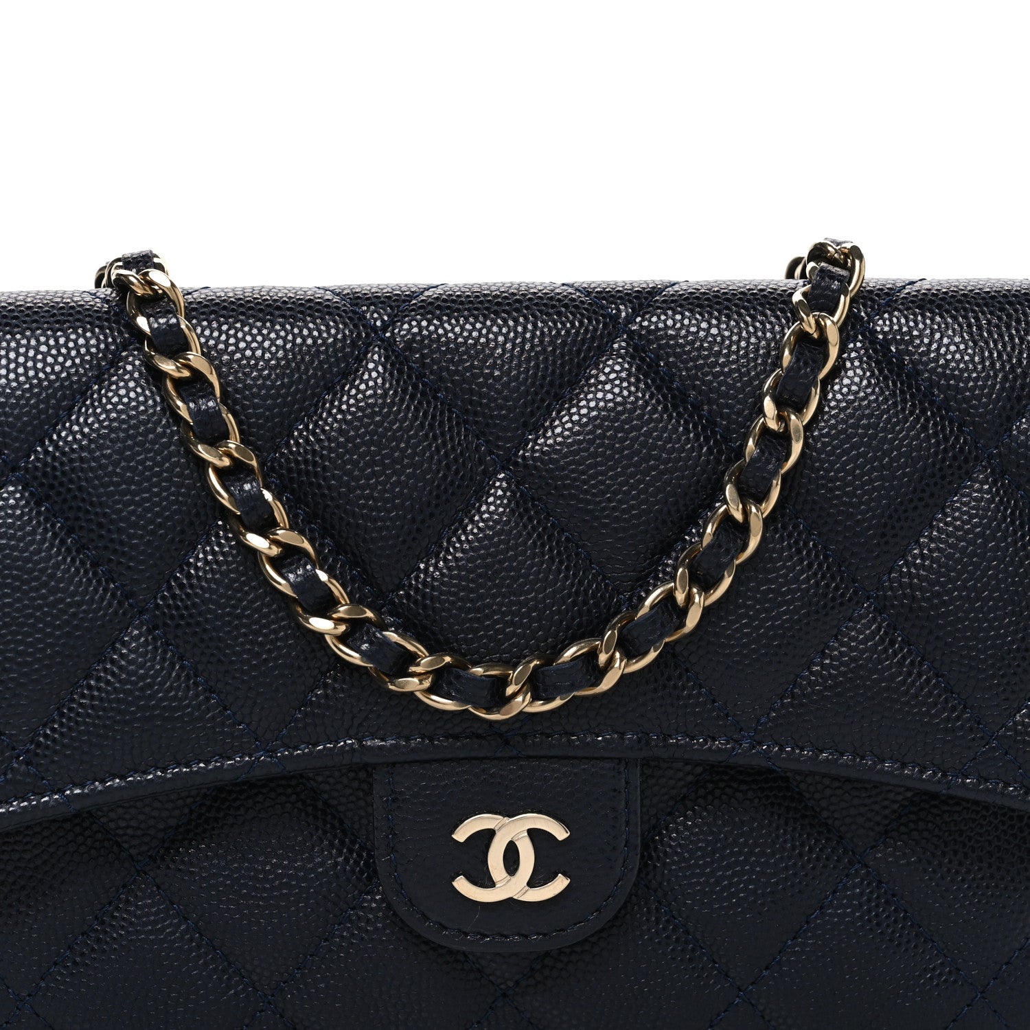 Chanel Caviar Quilted Flap Phone Holder With Chain Navy Blue 9 of 12