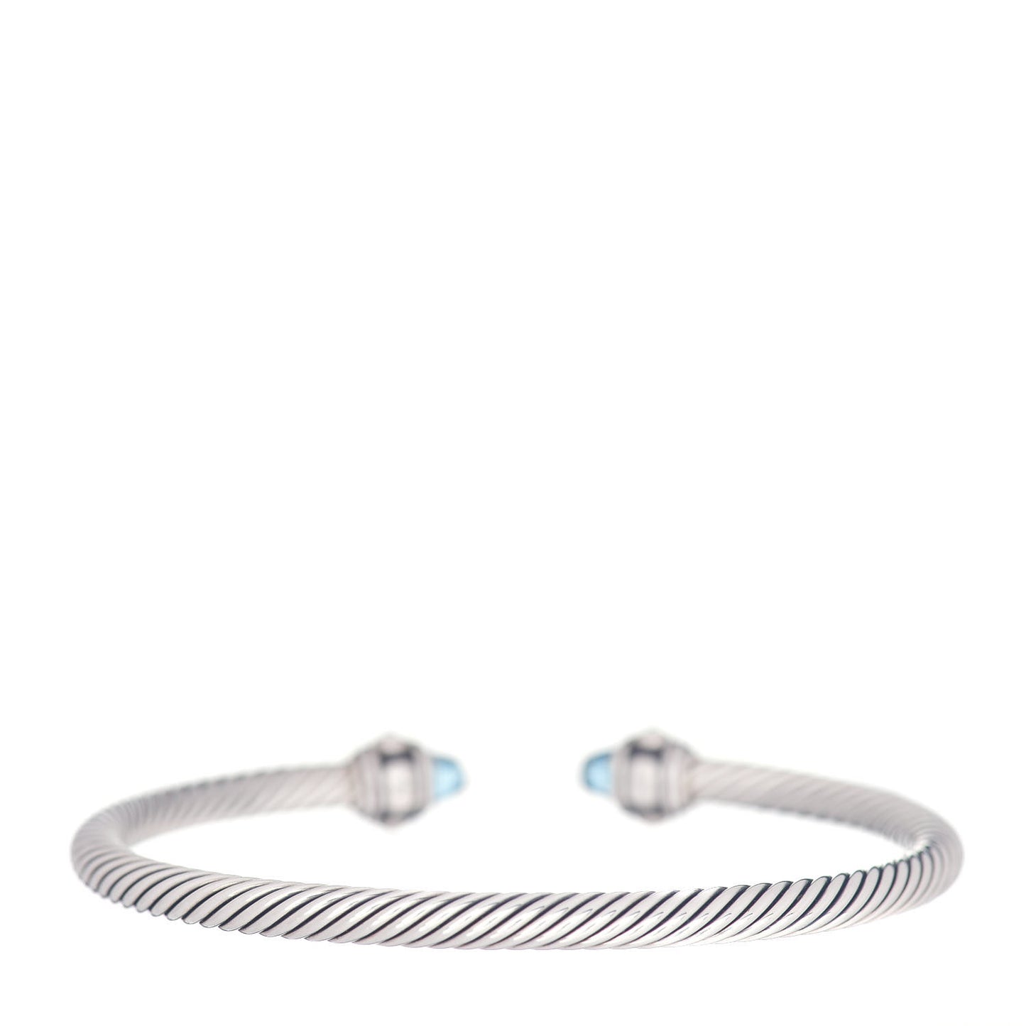 Sterling Silver 18K Yellow Gold Blue Topaz 4mm Cable Renaissance Bracelet