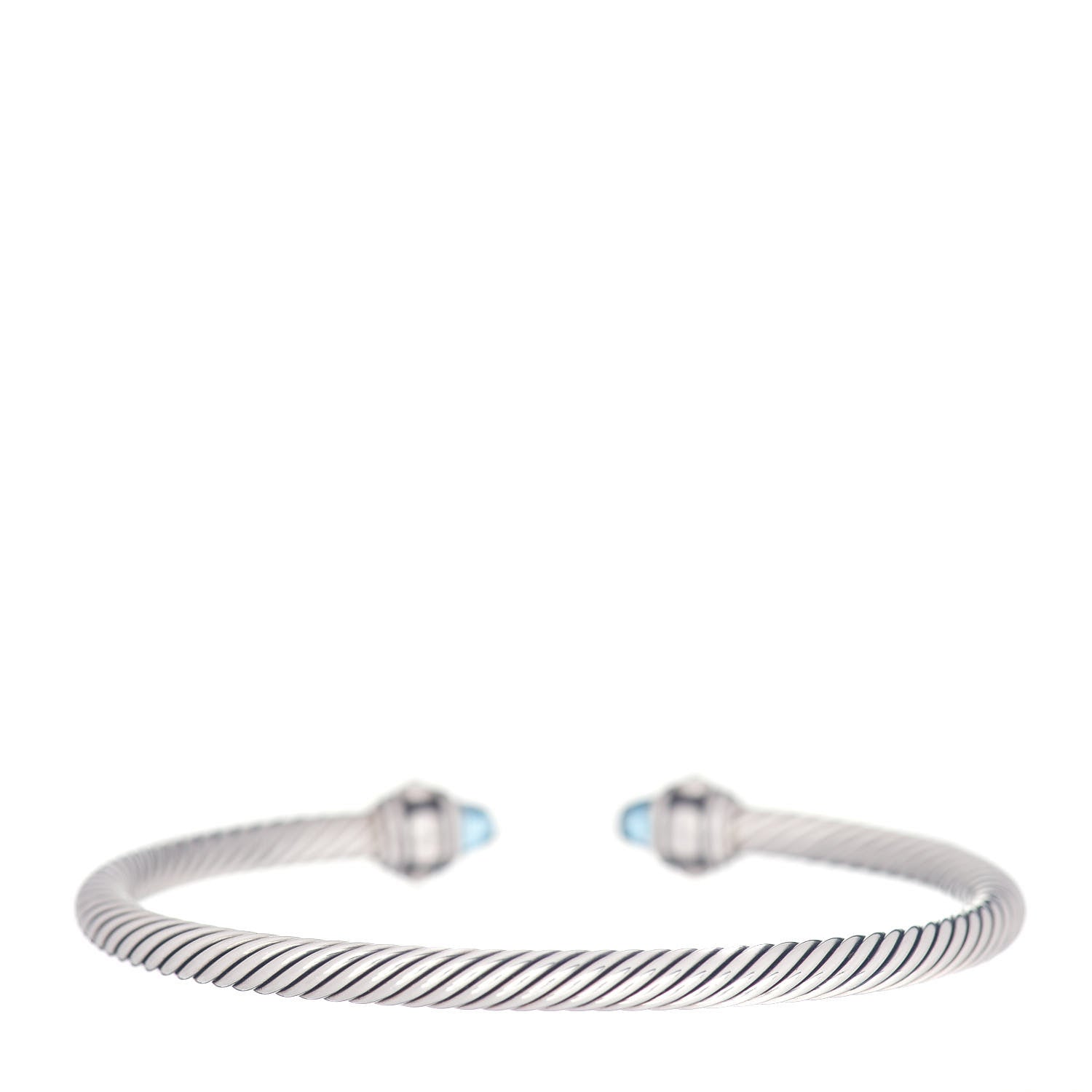 David Yurman Sterling Silver 18K Yellow Gold Blue Topaz 4mm Cable Renaissance Bracelet 3 of 4