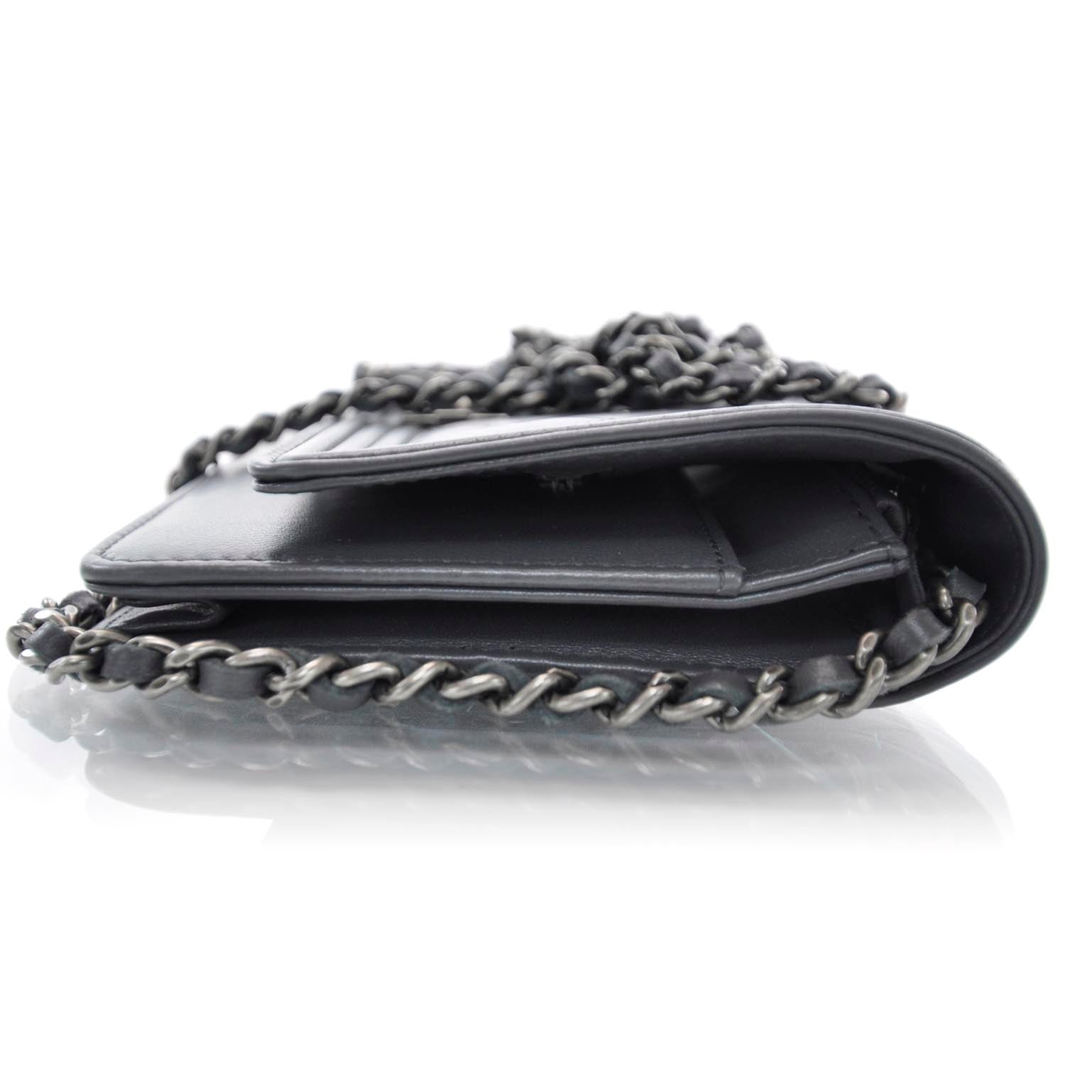 Chanel Lambskin Quilted Boy Wallet On Chain Grey 4 of 10