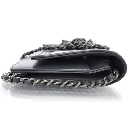 Chanel Lambskin Quilted Boy Wallet On Chain Grey 4 of 10