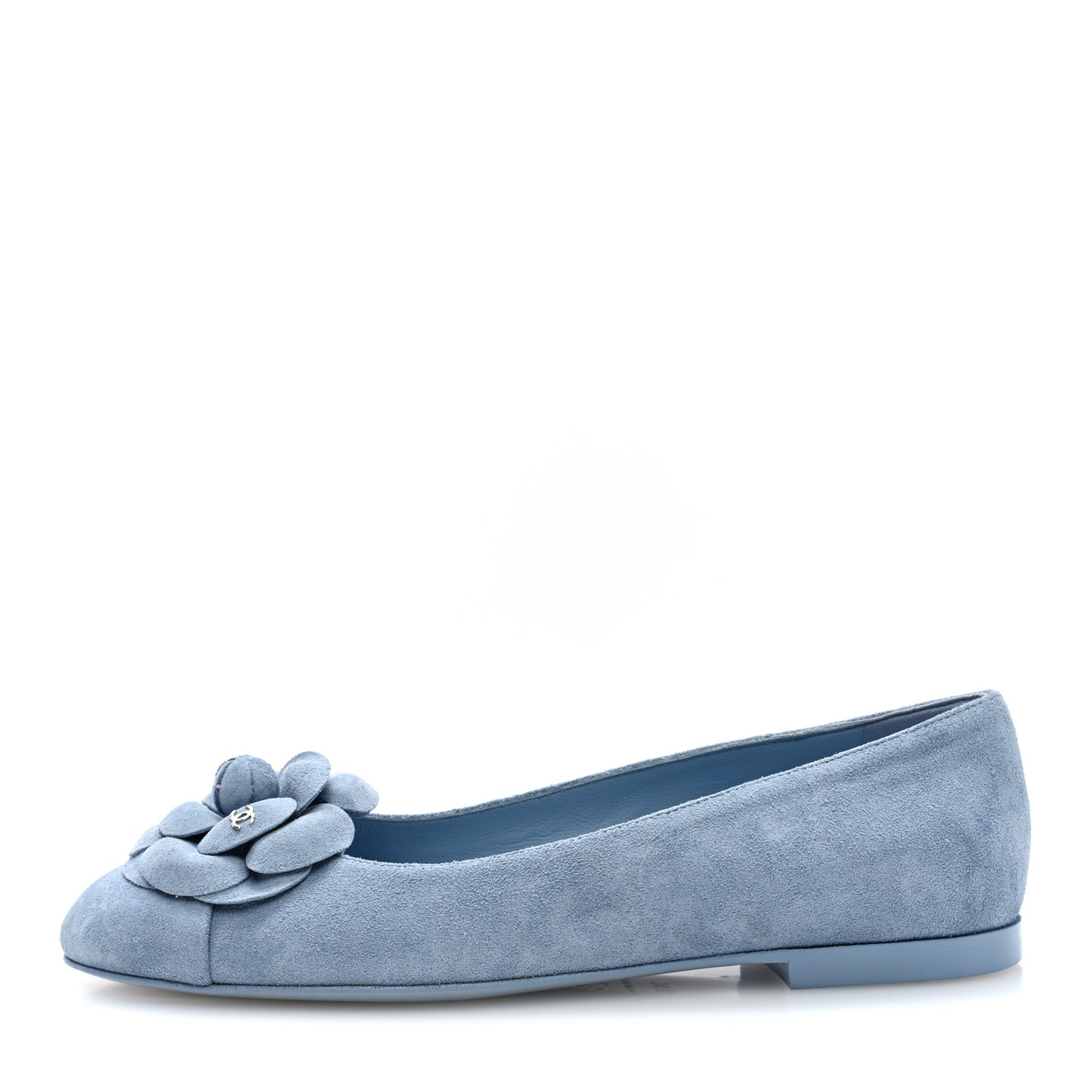 Suede Cap Toe Camellia Ballerina Flats 36.5 Light Blue