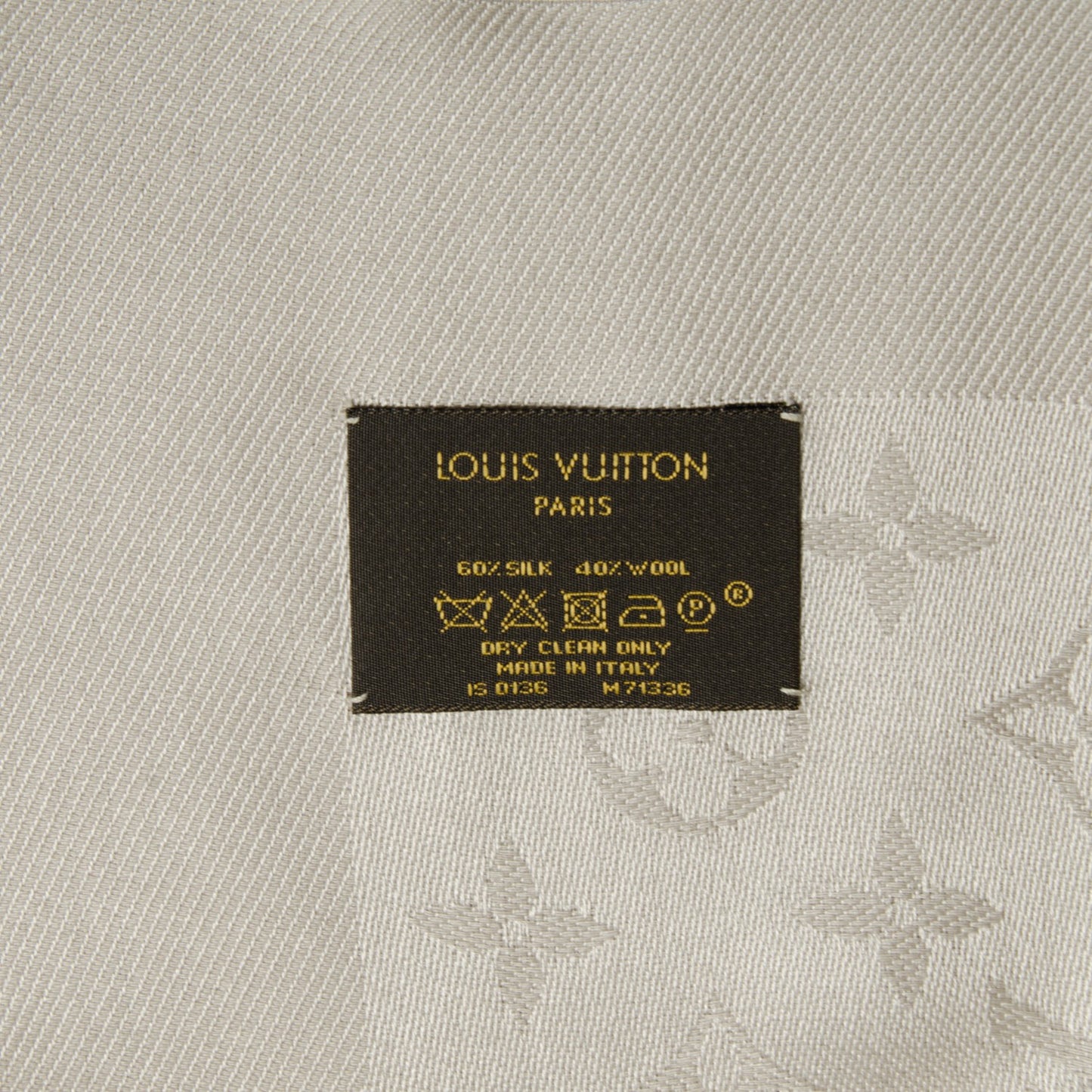 Silk Wool Monogram Shawl Beige