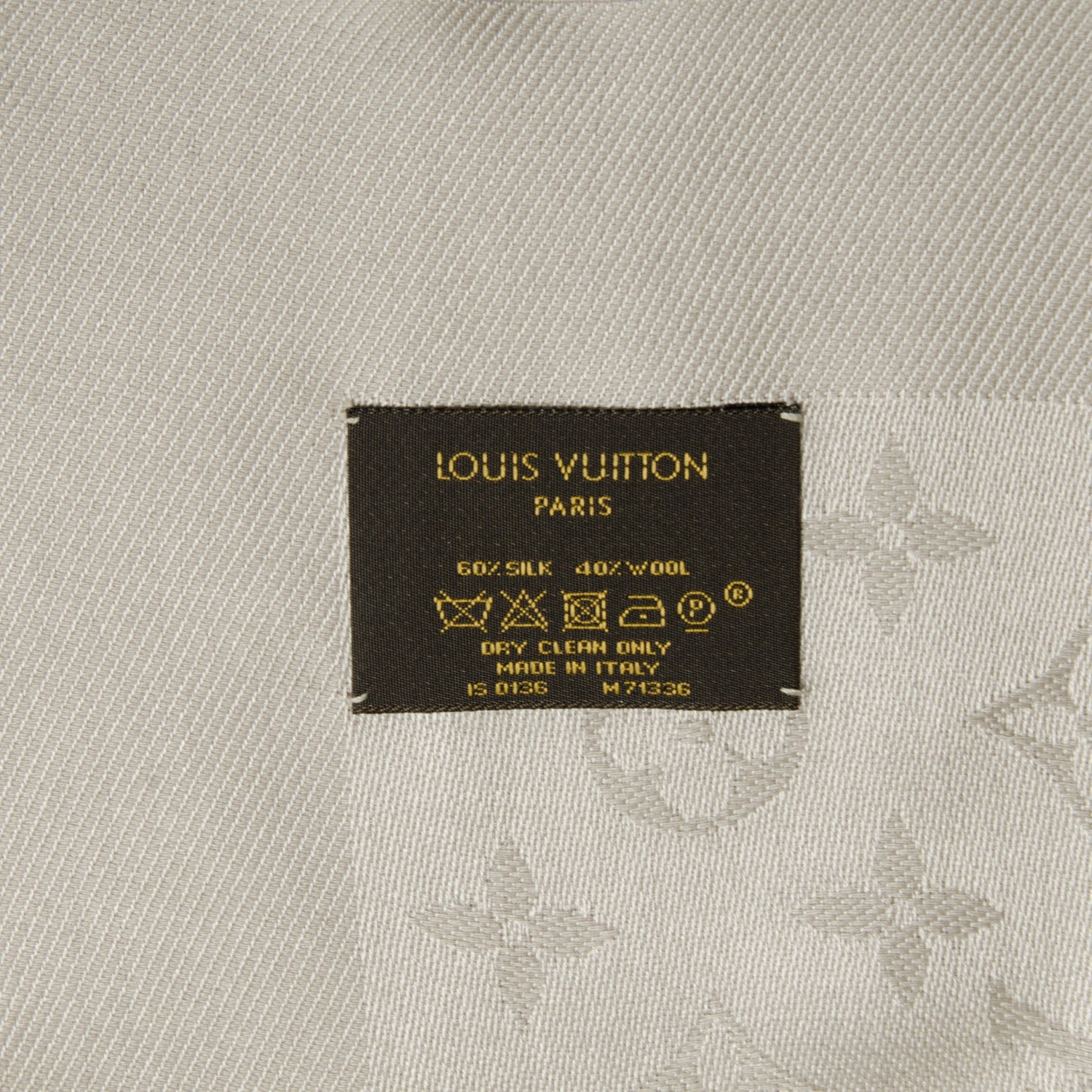Louis Vuitton Silk Wool Monogram Shawl Beige 5 of 5