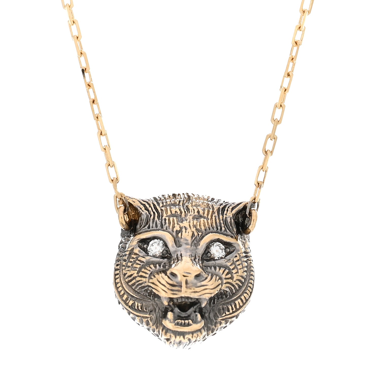 18K Yellow Gold Diamond Pink Opal Le Marche Des Merveilles Feline Pendant Necklace