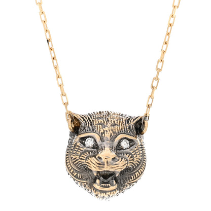 Gucci 18K Yellow Gold Diamond Pink Opal Le Marche Des Merveilles Feline Pendant Necklace 4 of 5