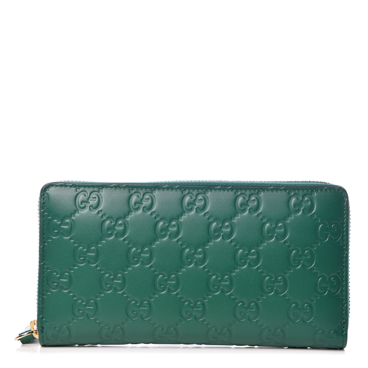 Gucci Guccissima Signature Zip Around Wallet Emerald 1 of 8