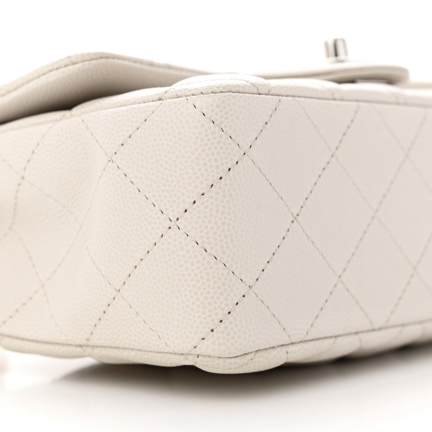Caviar Quilted Mini Rectangular Flap Ivory