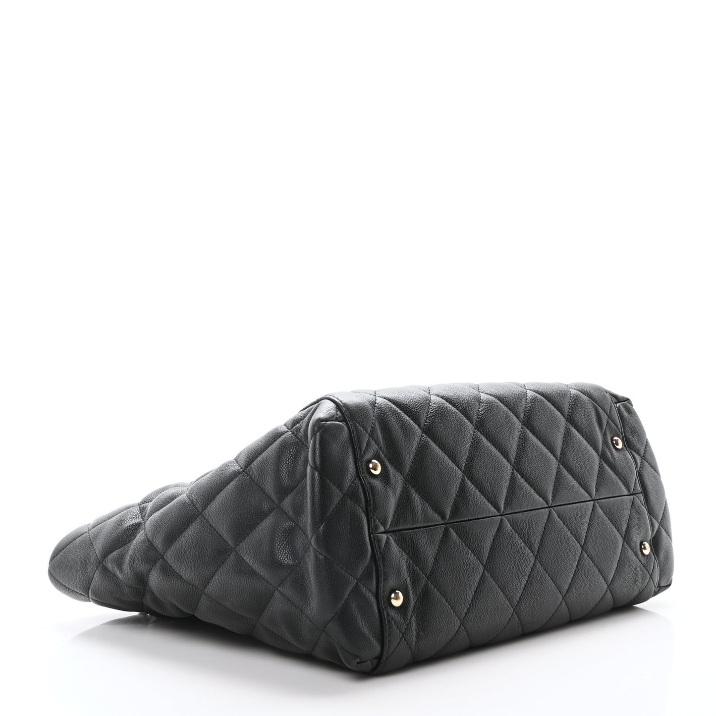 Caviar Quilted Large Shopping Tote Black