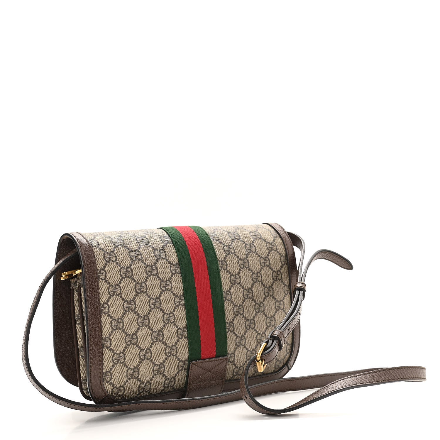 Gucci GG Supreme Monogram Web Ophidia Flap Messenger Bag Beige New Acero 3 of 11