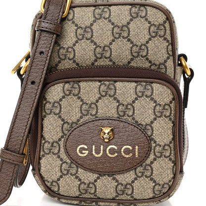 Gucci GG Supreme Monogram Mini Neo Vintage Double Zip Messenger Bag Beige New Acero Crop 8 of 11