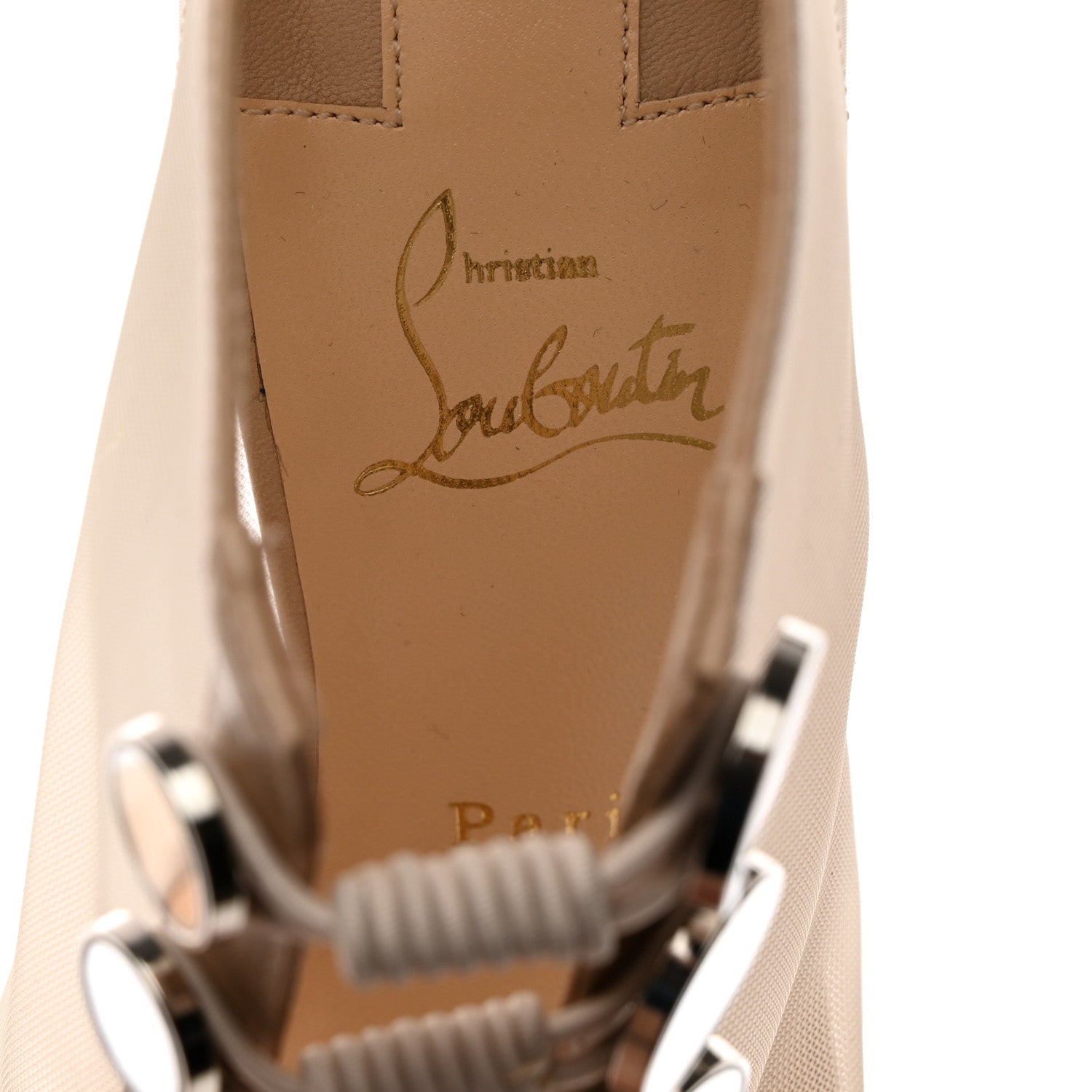 Christian Louboutin Mesh Nappa Marikate 100 Ankle Boots 38.5 Nude 6 of 7