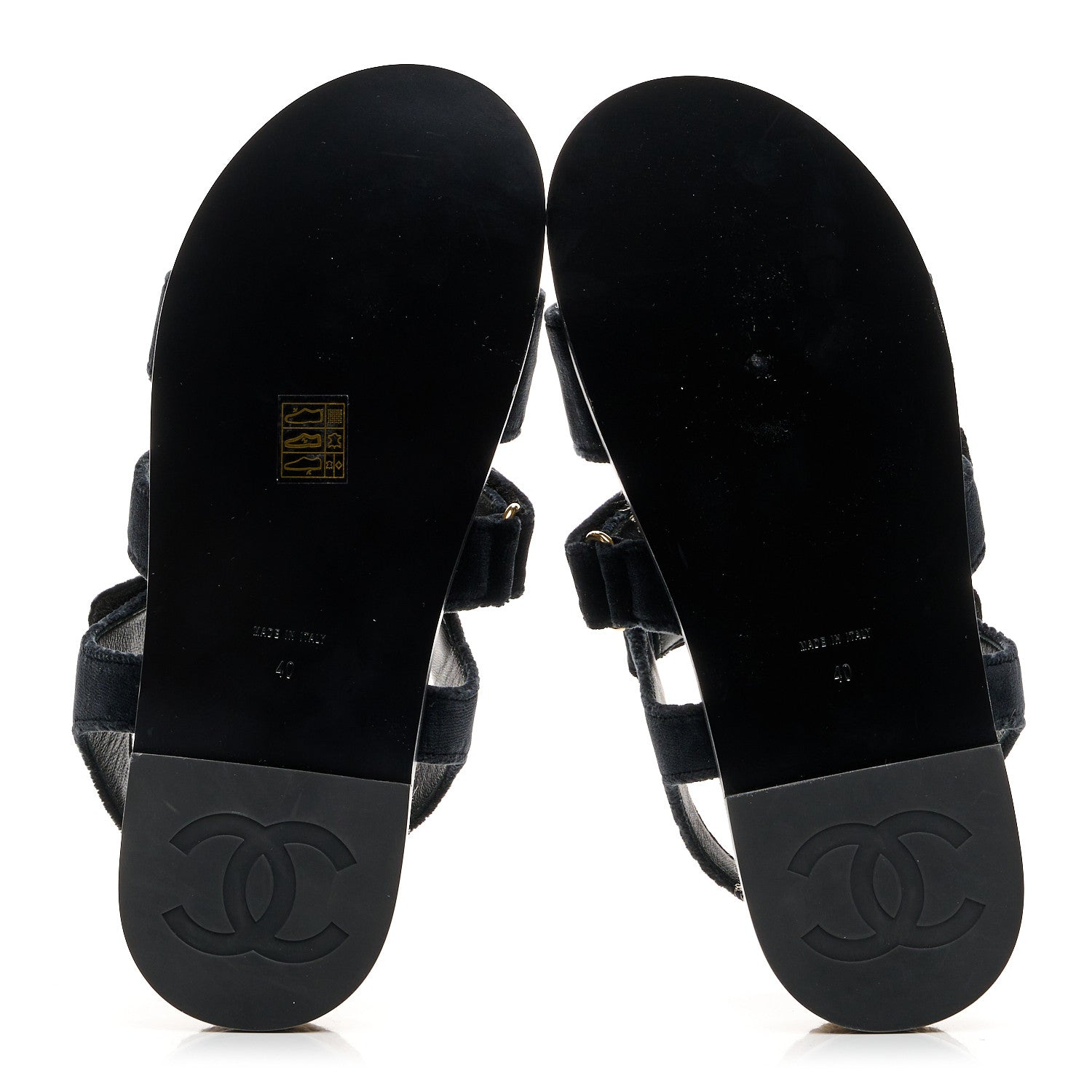 Chanel Velvet Lambskin CC Flat Sandals 40 Black 6 of 9
