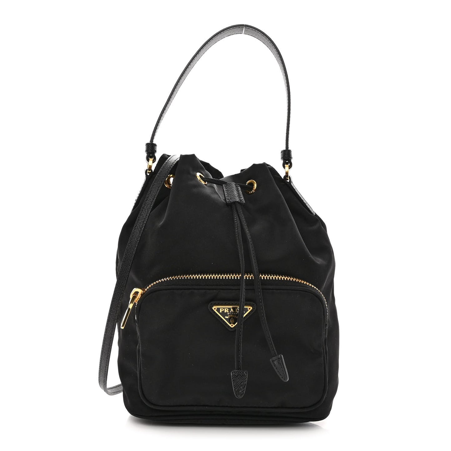 Re-Nylon Duet Drawstring Shoulder Bag Black