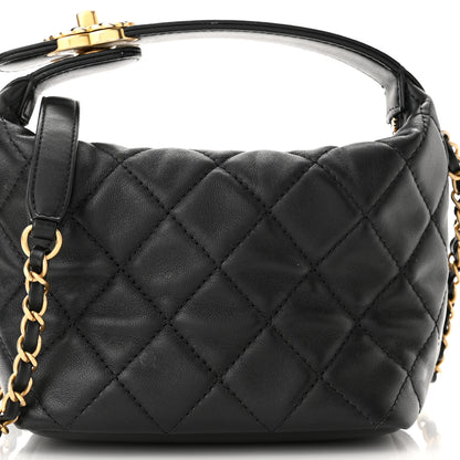 Chanel Lambskin Quilted Small Perfect Meeting Hobo Black 9 of 10