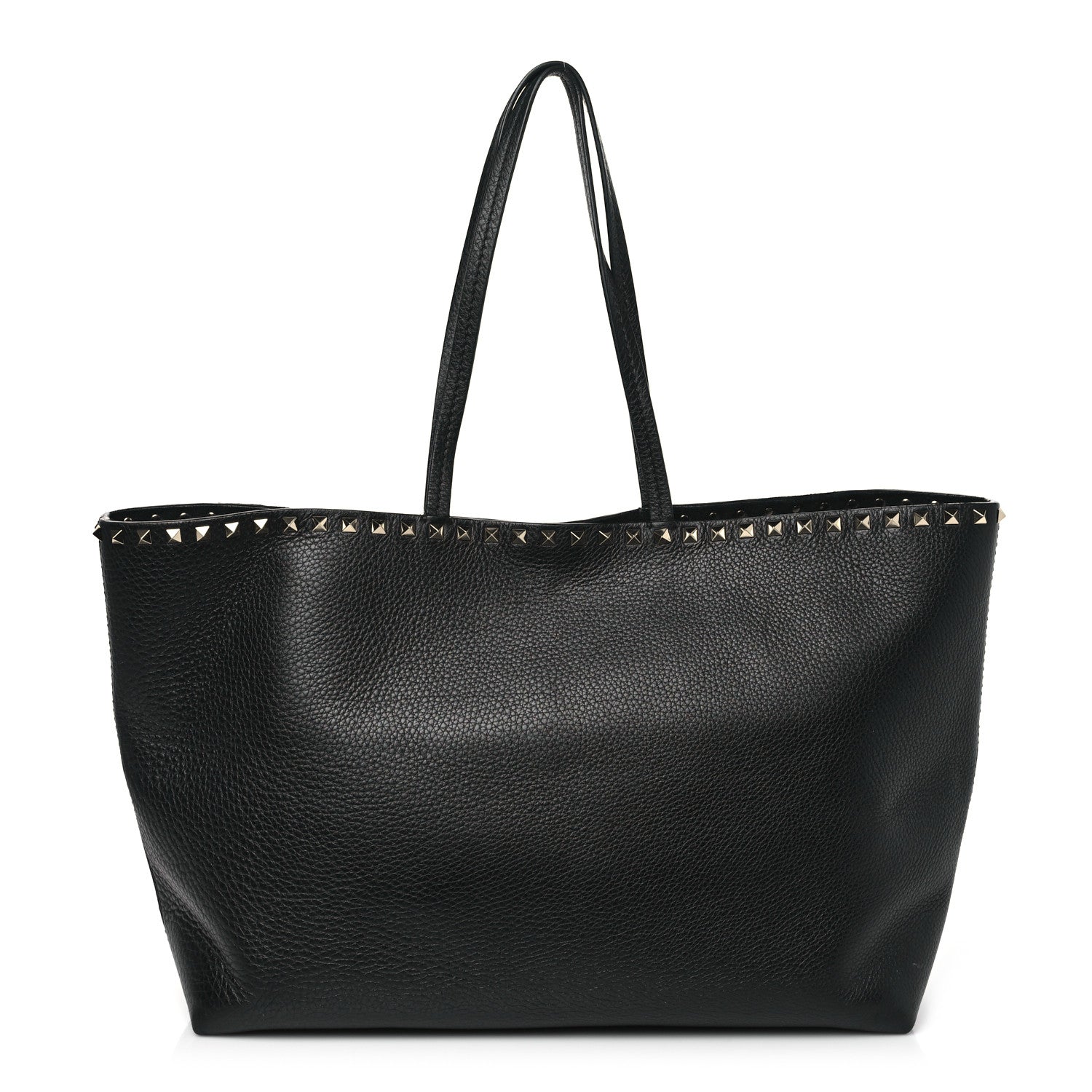 Valentino Garavani Grained Calfskin Rockstud Shoulder Tote Black 1 of 10