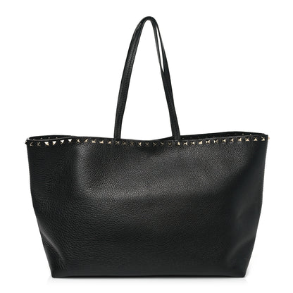 Valentino Garavani Grained Calfskin Rockstud Shoulder Tote Black 1 of 10