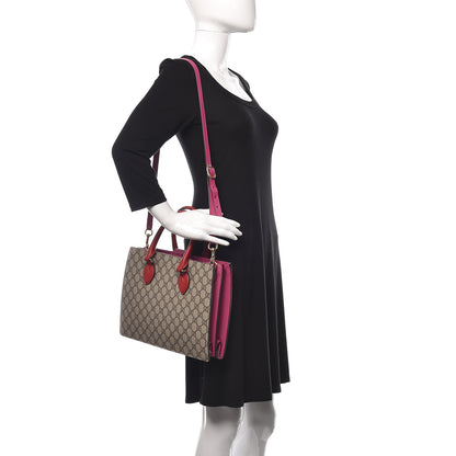 Gucci GG Supreme Monogram Small Top Handle Bag Beige Ebony Hibiscus Red New Rosette 2 of 13