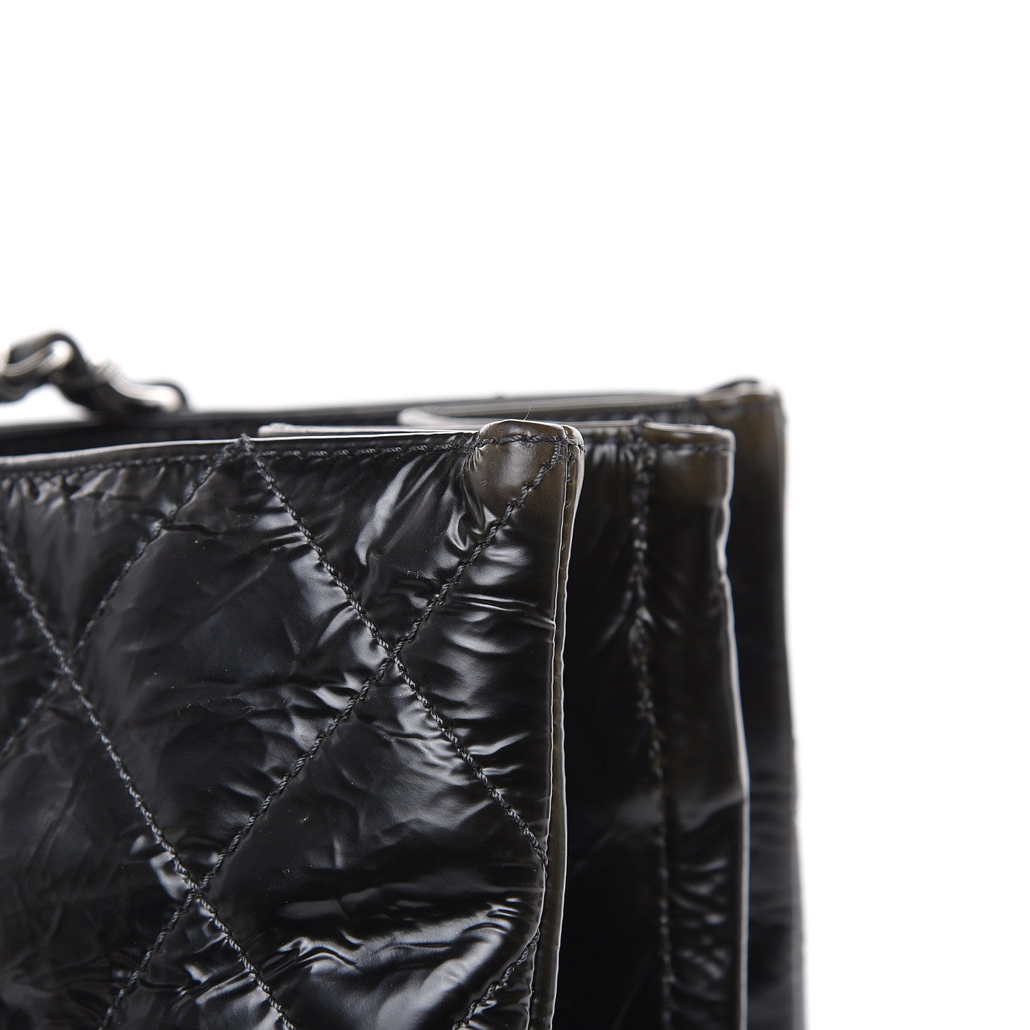 Chanel Aged Glazed Nylon Quilted Shopping Tote Dark Grey 13 of 23
