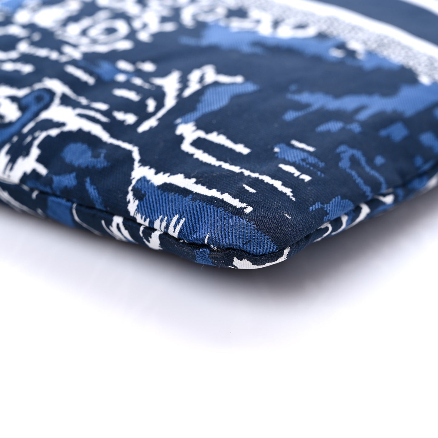Embroidered Palm Tree Toile De Jouy Diortravel Zipped Pouch Blue
