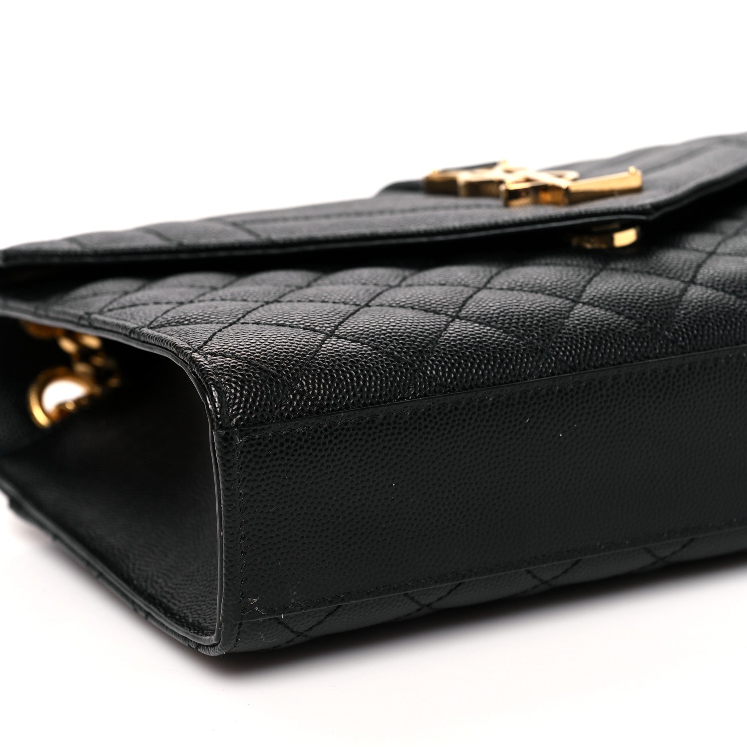 Saint Laurent Grain De Poudre Textured Mixed Matelasse Triquilt Medium Monogram Satchel Black 7 of 8