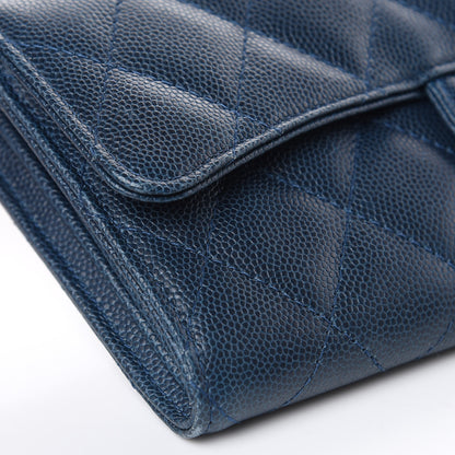 Chanel Caviar Quilted Large Gusset Flap Wallet Navy 9 of 14