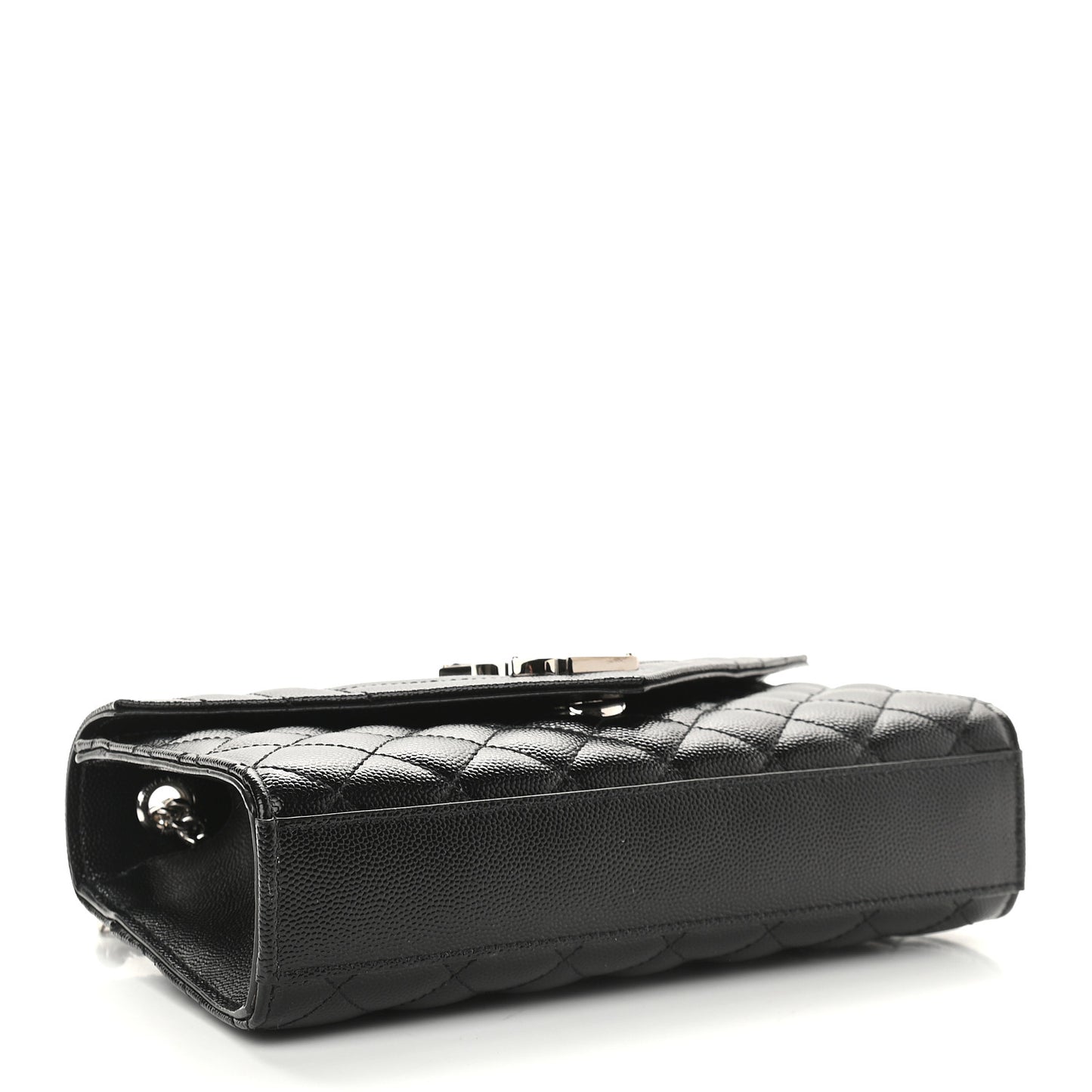 Grain De Poudre Textured Mixed Matelasse Triquilt Small Monogram Satchel Black