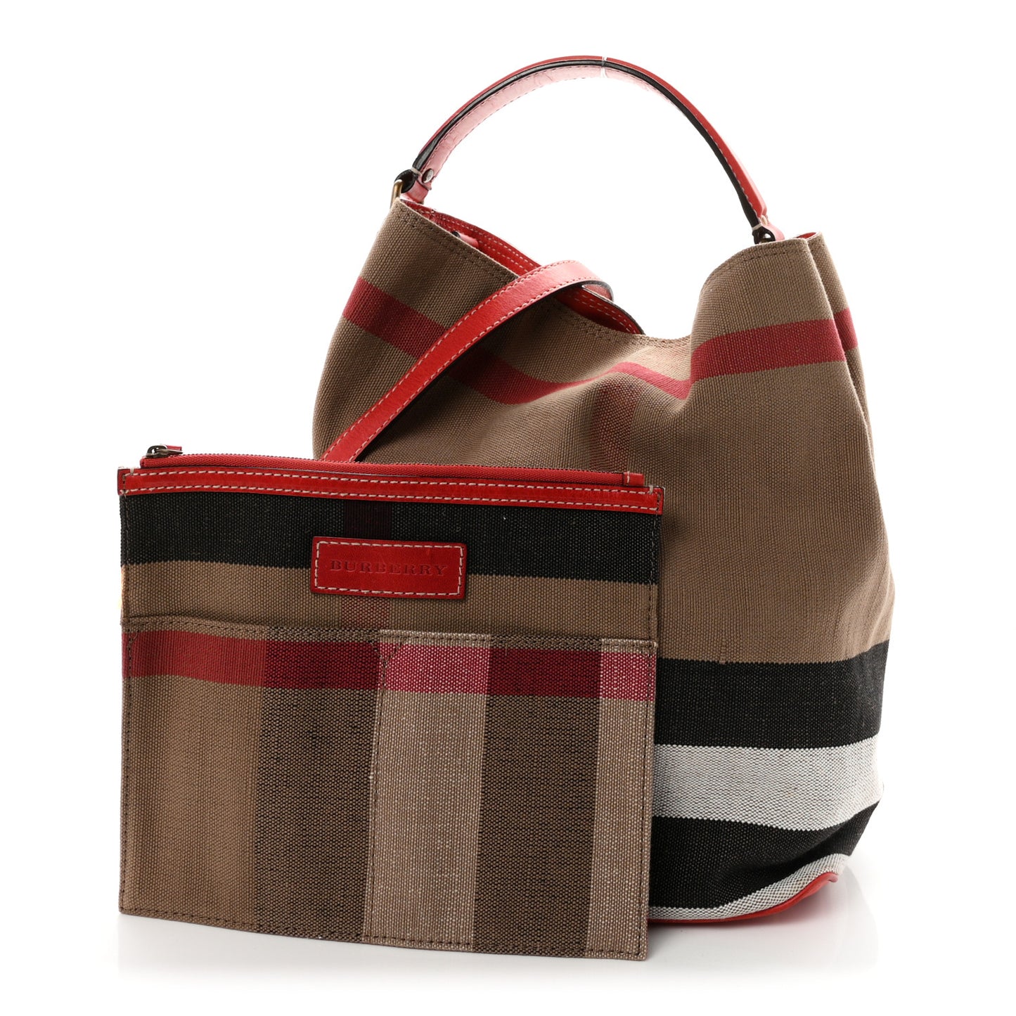Canvas Mega Check Medium Ashby Hobo Cadmium Red