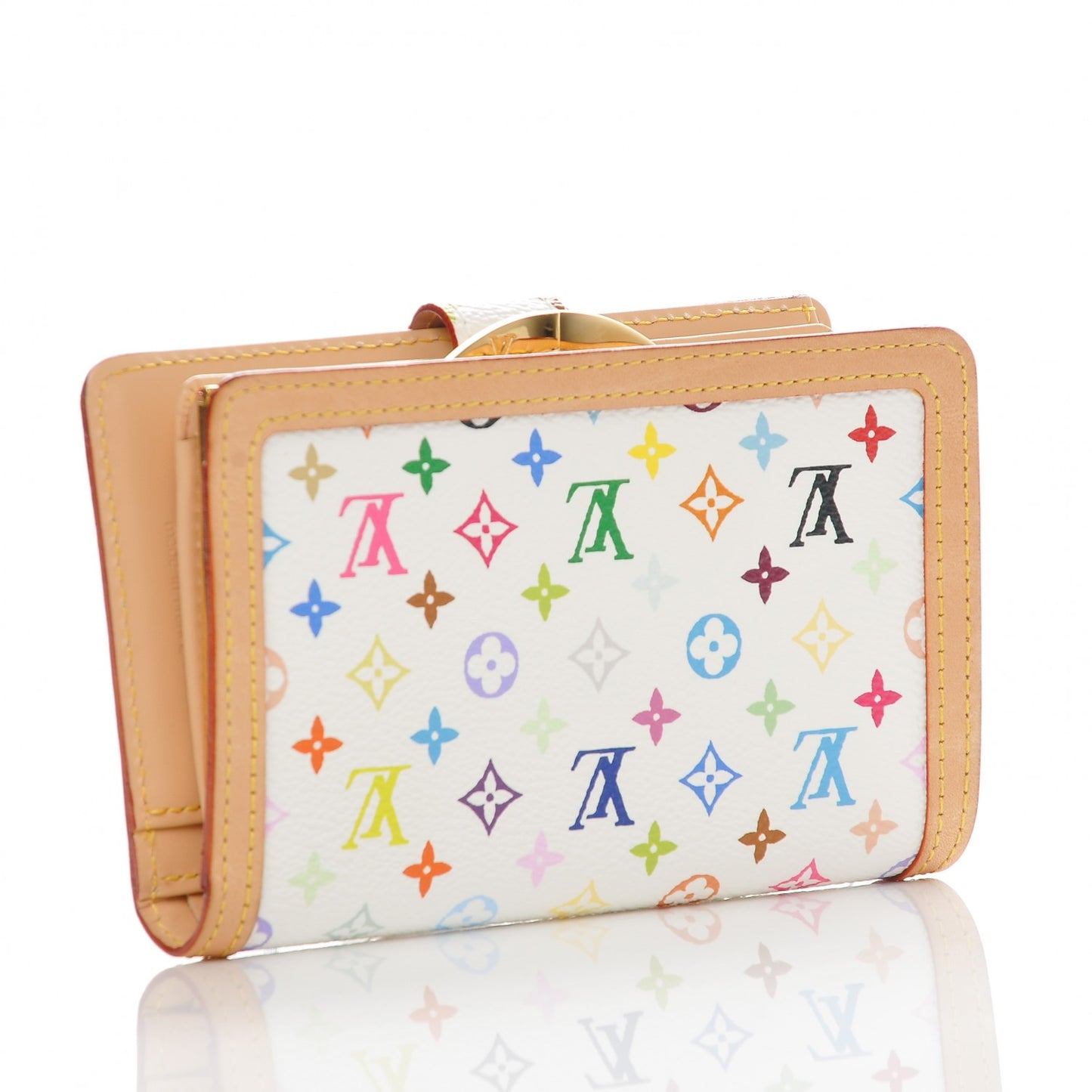 Monogram Multicolor French Purse Wallet White