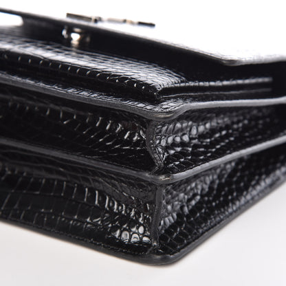 Saint Laurent Calfskin Crocodile Embossed Medium Monogram Sunset Black 6 of 11