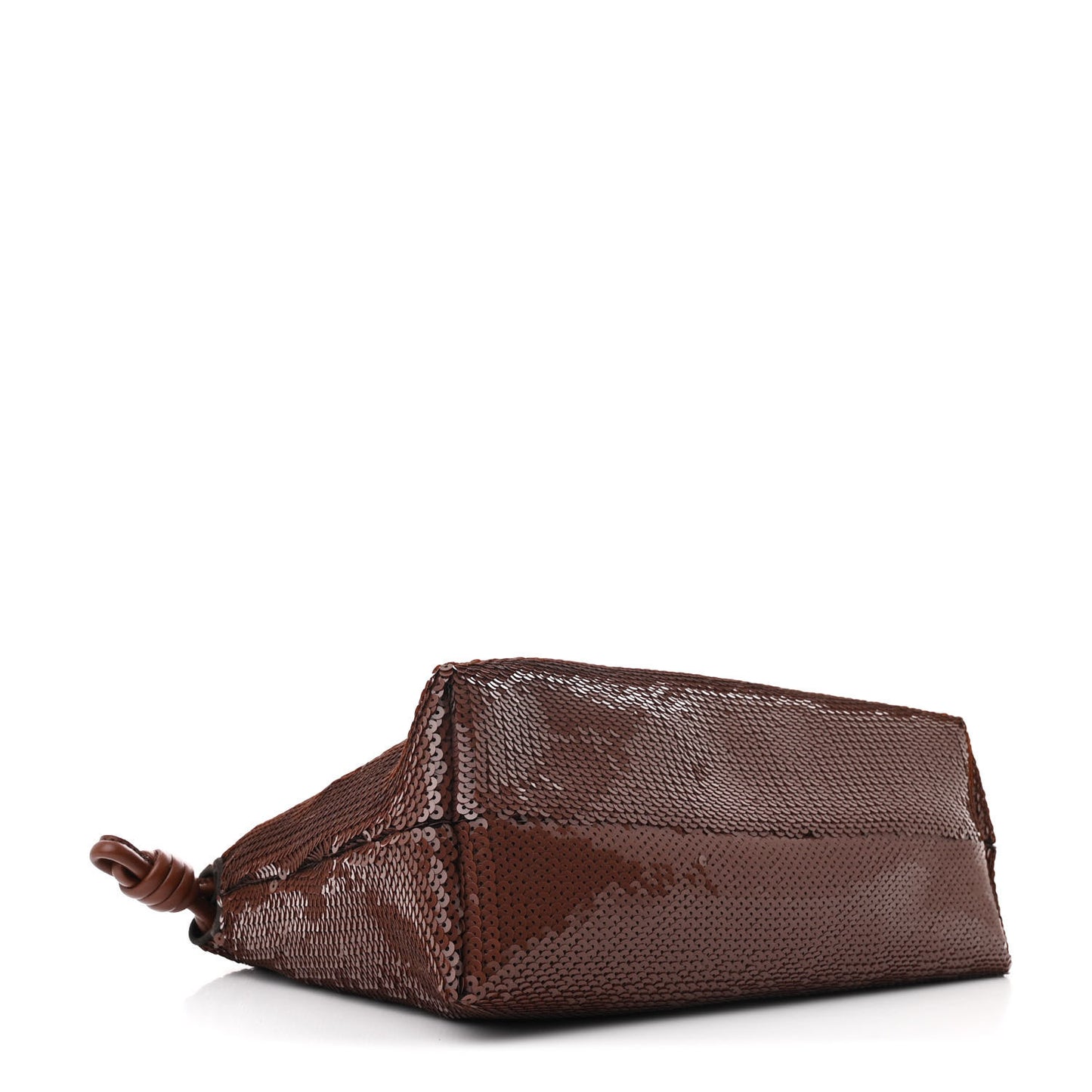 Sequin Medium Flamenco Knot Clutch Chocolate