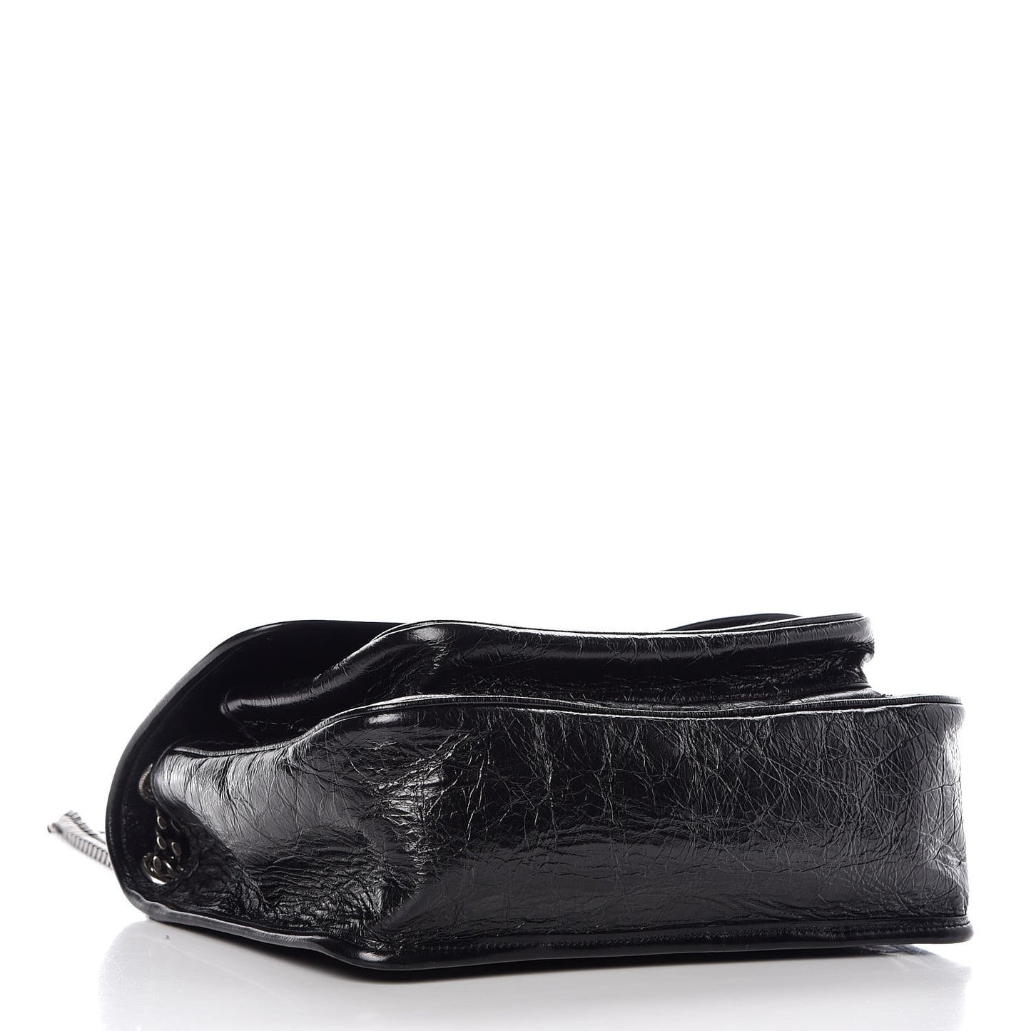 Crinkled Calfskin Matelasse Monogram Medium Niki Chain Satchel Black
