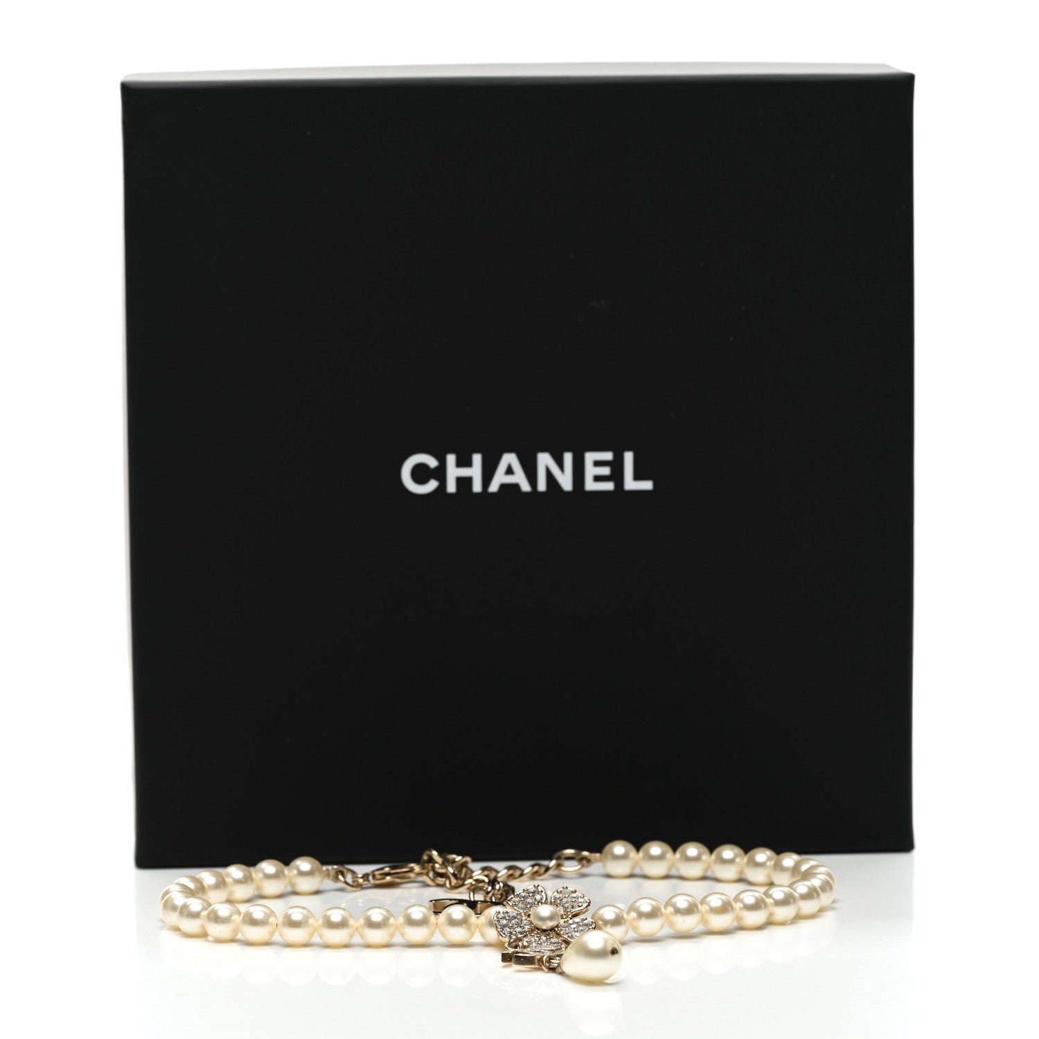 Chanel Pearl Crystal CC Camellia Choker Necklace Gold 6 of 6