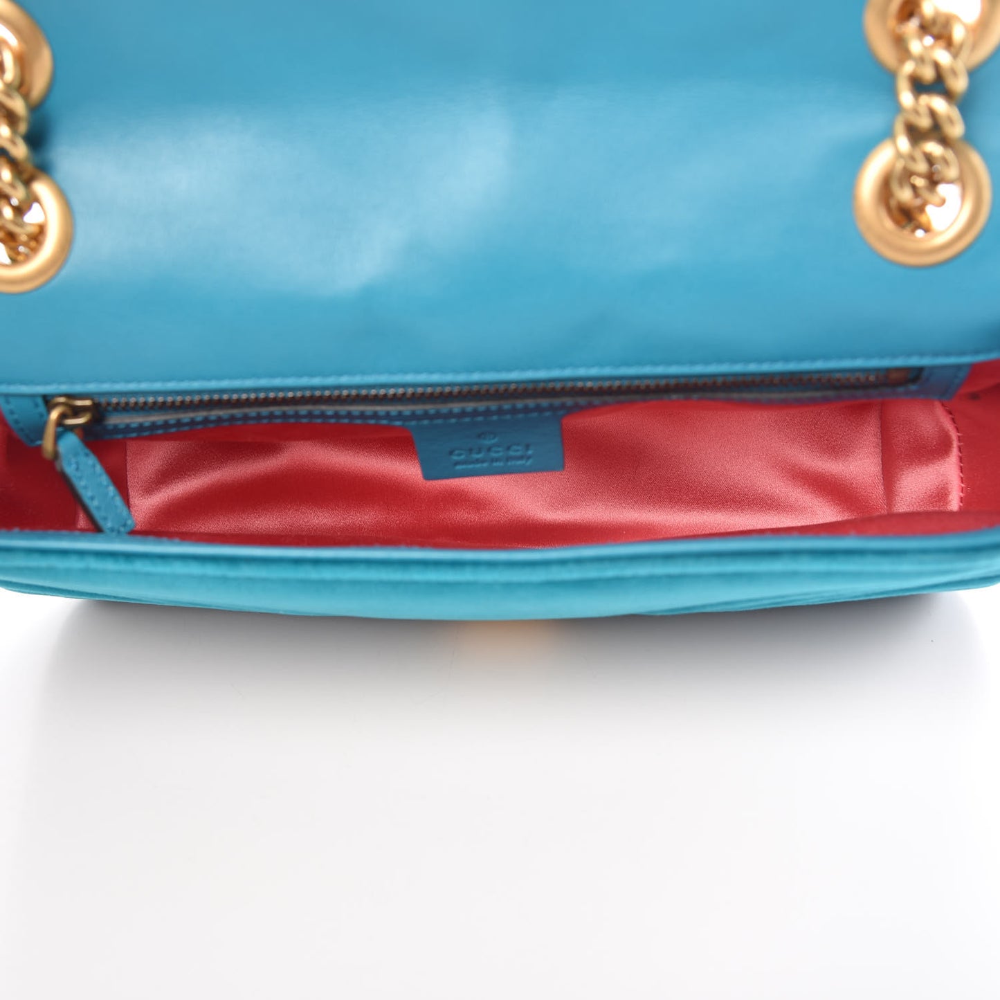 Velvet Matelasse Small GG Marmont Shoulder Bag Pavone Cyan