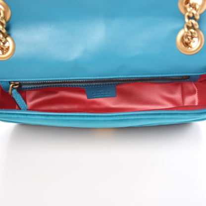 Gucci Velvet Matelasse Small GG Marmont Shoulder Bag Pavone Cyan 6 of 11