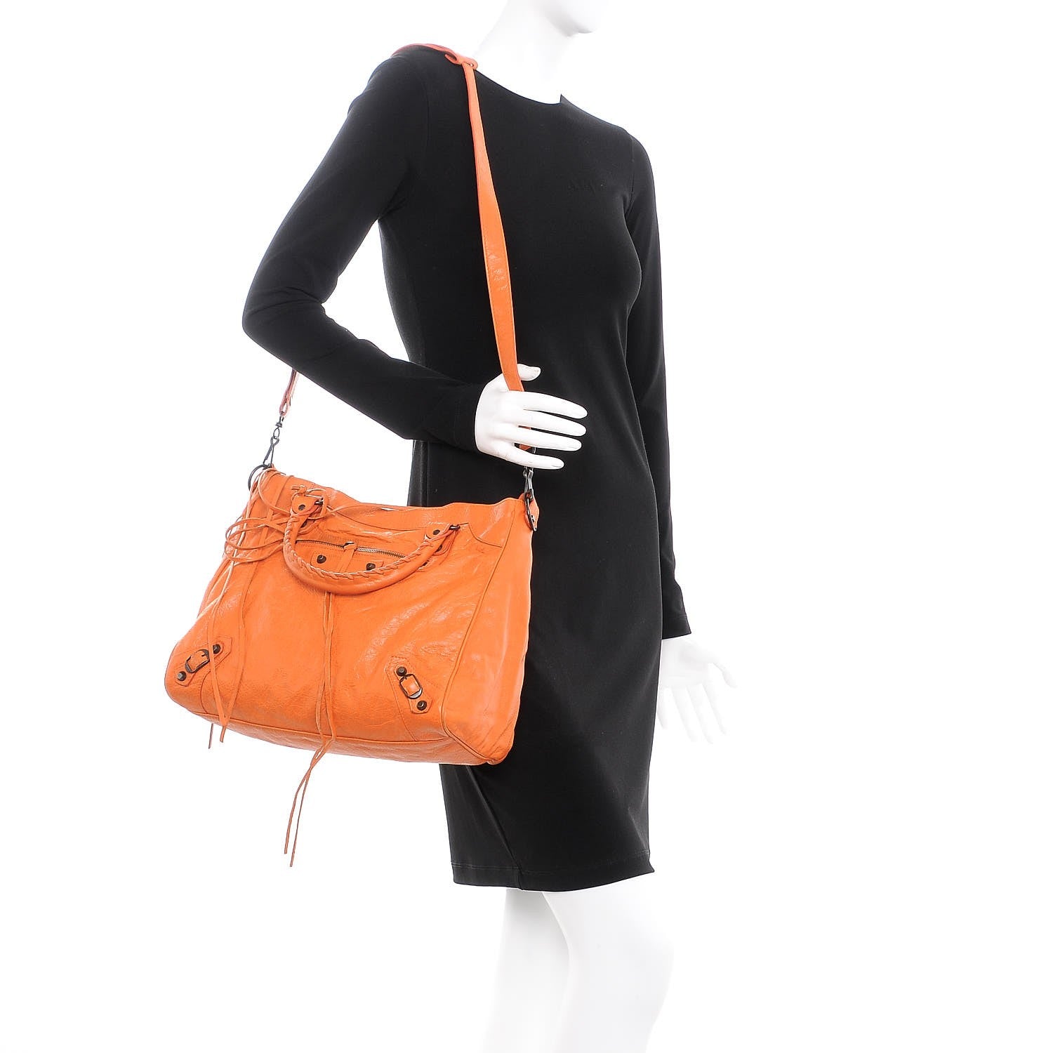 Balenciaga Agneau Classic Hardware Velo Tote Bag Tangerine 2 of 12