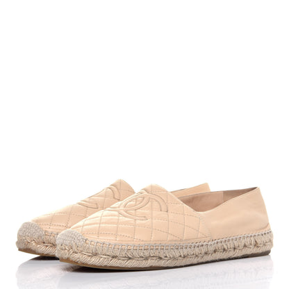 Chanel Lambskin Quilted CC Espadrilles 41 Beige 3 of 21