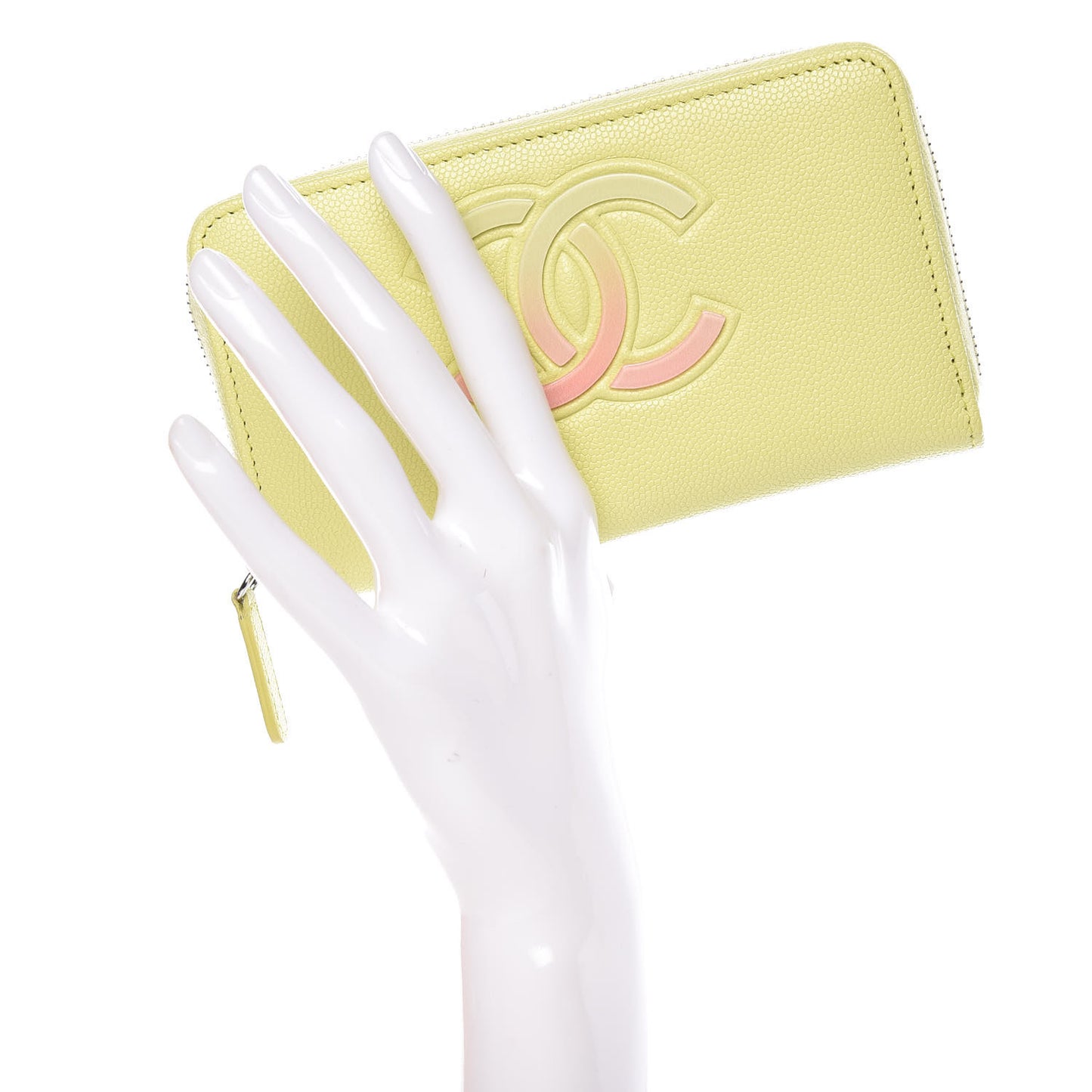 Caviar CC Medium Zip Around Wallet Light Pink Light Green