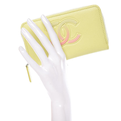 Chanel Caviar CC Medium Zip Around Wallet Light Pink Light Green 2 of 10